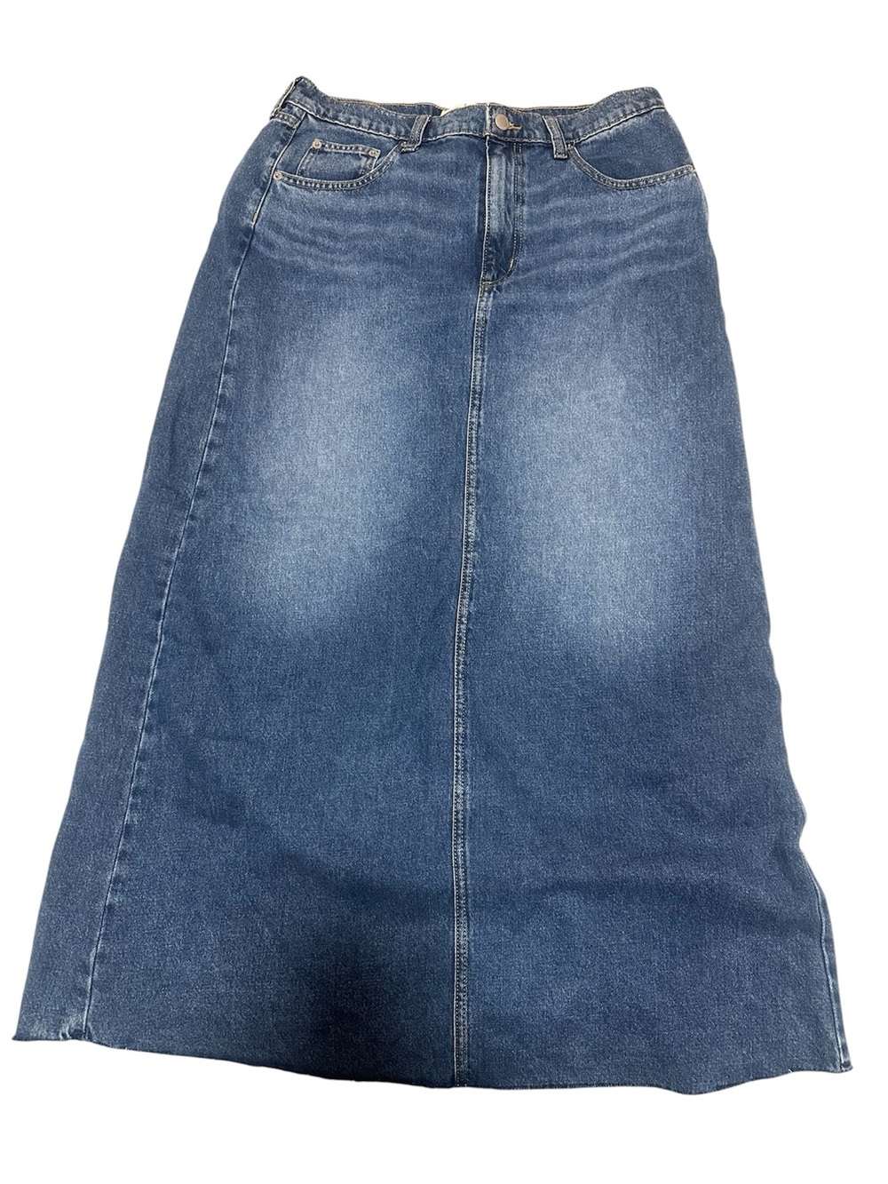 Universal Thread Light Blue Denim Skirt with Contrast Stitching